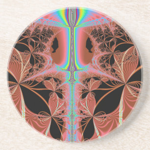 Pink Nightgown With Rainbow Laser Abstract Coaster