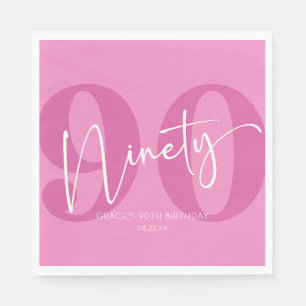 Pink Ninety 90th Ninetieth Birthday Party Napkin