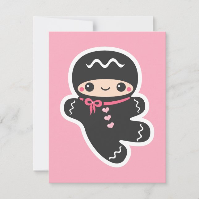 Pink Ninja Birthday Party Invitations (Front)