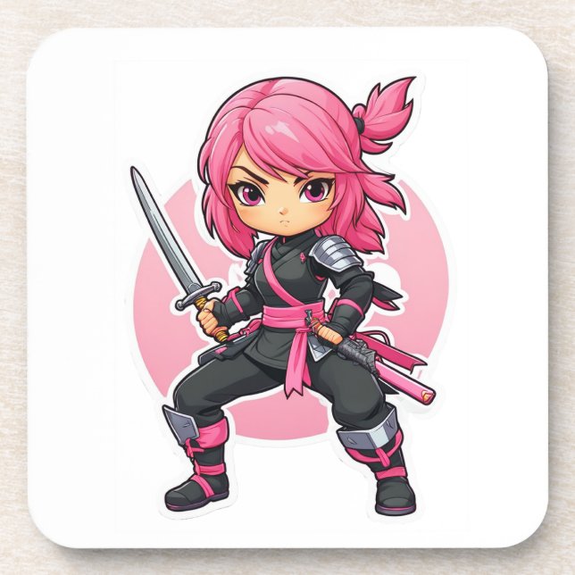 Pink Ninja Girl Coaster (Front)
