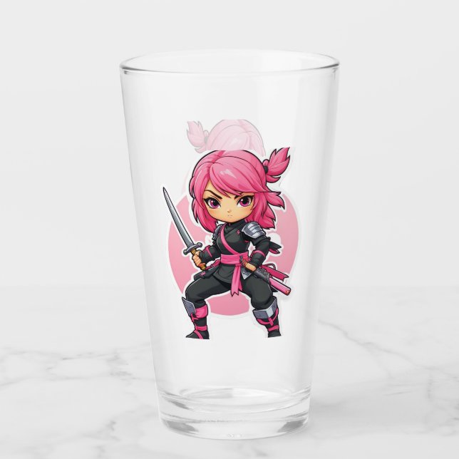 Pink Ninja Girl Glass (Front)