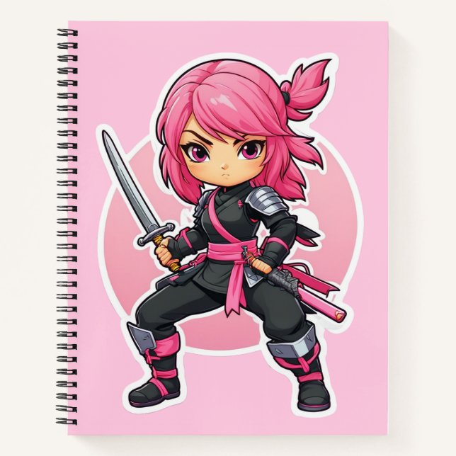 Pink Ninja Girl Notebook (Front)