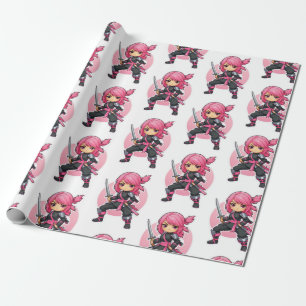Pink Ninja Girl Wrapping Paper