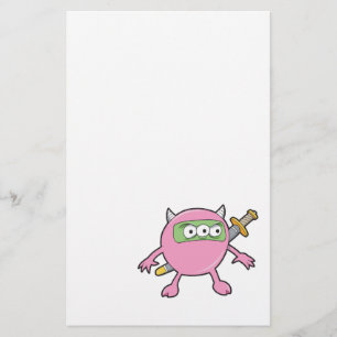 pink ninja monster stationery