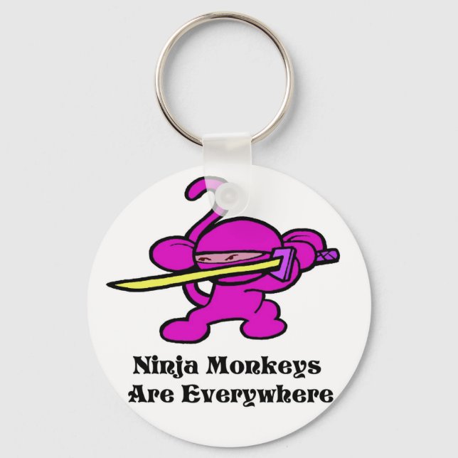 Pink Ninja On Guard Key Ring (Front)