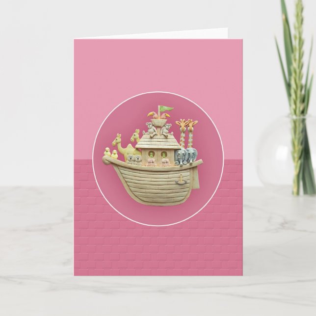 Pink Noah's Ark Greeting Card (Front)