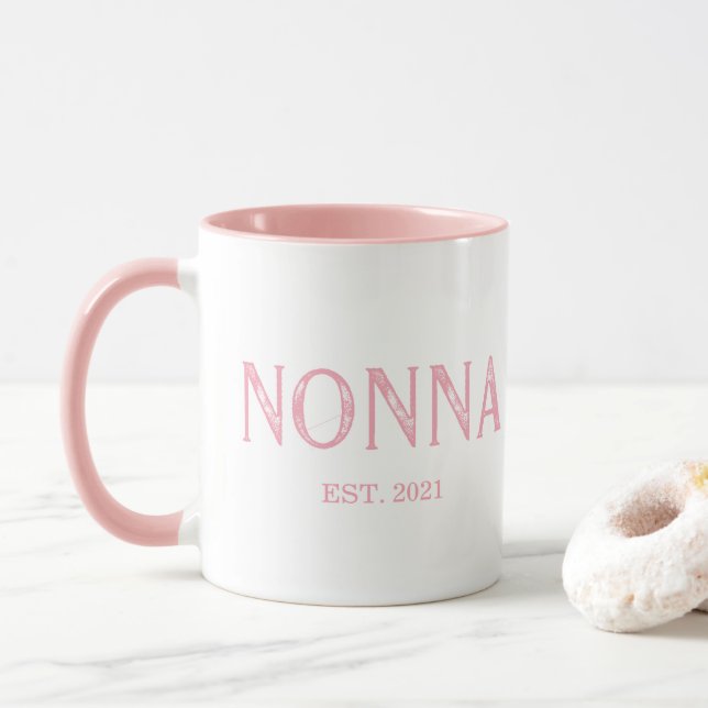 Pink Nonna Year Established Mug (With Donut)