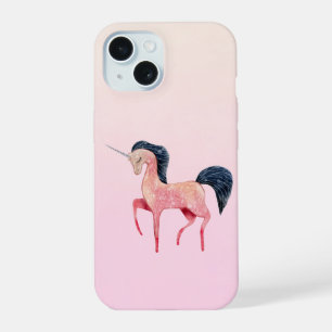 Pink Nordic Unicorn with Black Mane iPhone 15 Case