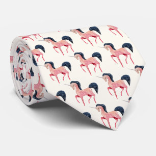 Pink Nordic Unicorn with Black Mane Pattern Tie