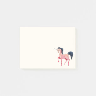 Pink Nordic Unicorn with Black Mane Post-it Notes