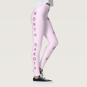 Pink North Dakota State Flower Wild Rose Leggings