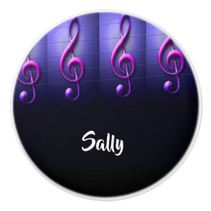 Pink notes on strings ceramic knob