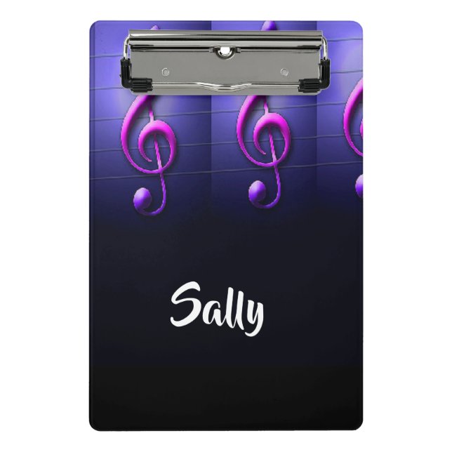 Pink notes on strings mini clipboard (Front)