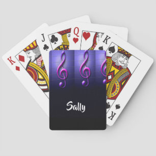 Pink notes on strings playing cards