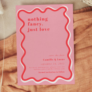 Pink Nothing fancy just love retro Wedding Invitation