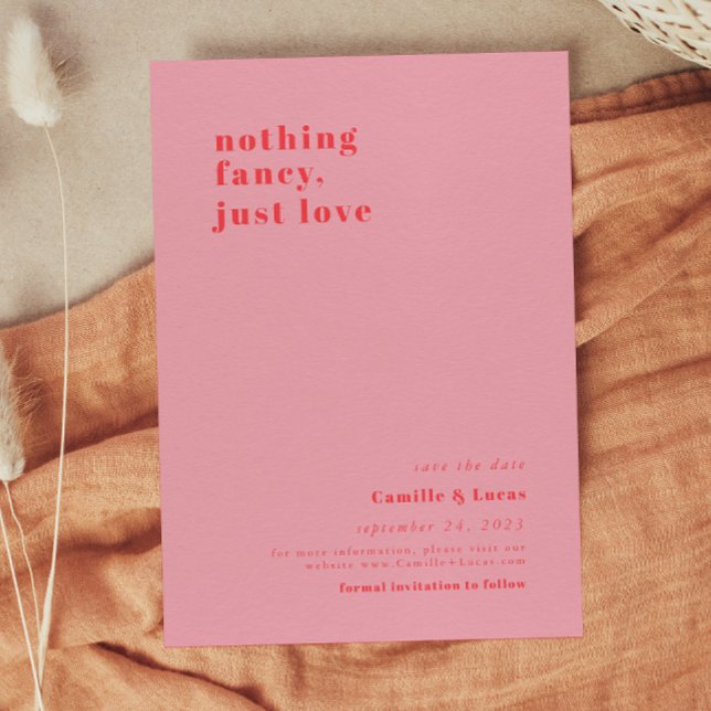 Pink Nothing fancy just love retro Wedding  Invitation (Creator Uploaded)