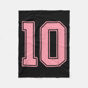 Pink Number 10 Jersey Player Uniform #10 Fleece Blanket