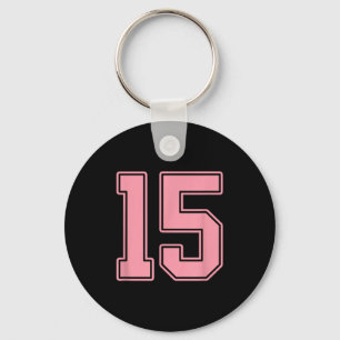 Pink Number 15 Jersey Player Uniform #15 Key Ring