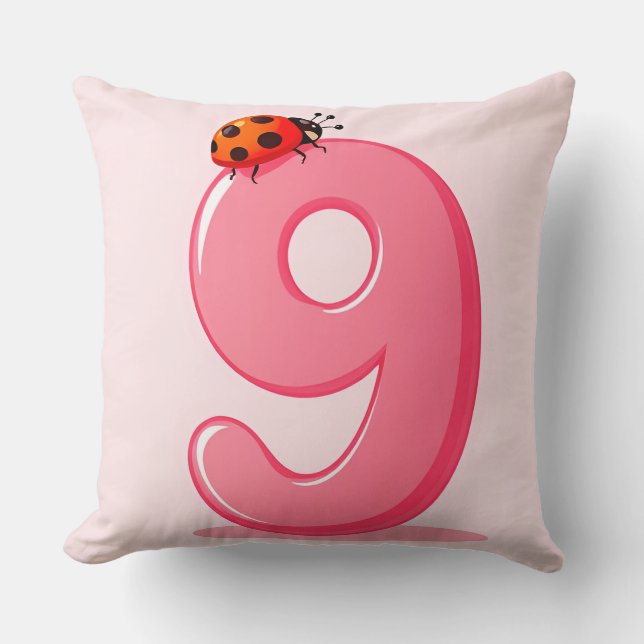 Pink Number nine with Ladybug Cushion (Front)