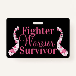Pink Nurse Breast Cancer Ribbon Customizable ID Badge