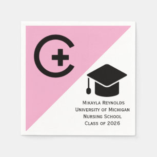 Pink Nurse Graduation Napkins Medical Cross Class 