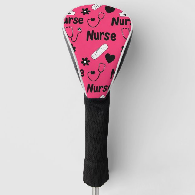 Pink Nurse Life Seamless Pattern (2) Golf Head Cover (Front)