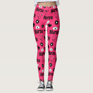 Pink Nurse Life Seamless Pattern (2) Leggings