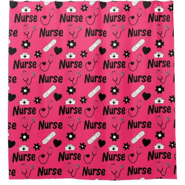 Pink Nurse Life Seamless Pattern (2) Shower Curtain (Front)