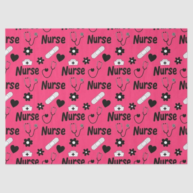 Pink Nurse Life Seamless Pattern (2) Tissue Paper (Front)