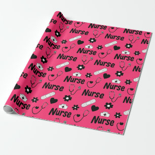 Pink Nurse Life Seamless Pattern (2) Wrapping Paper