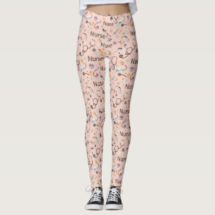 Pink Nurse Life Seamless Pattern (3) Leggings