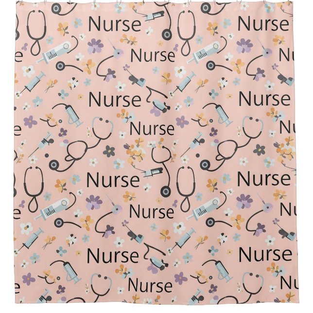 Pink Nurse Life Seamless Pattern (3) Shower Curtain (Front)