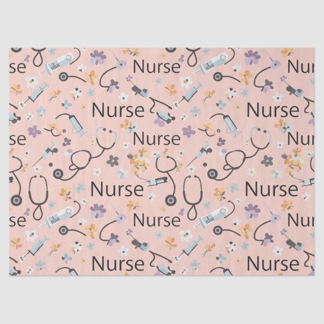 Pink Nurse Life Seamless Pattern (3) Tissue Paper (Front)