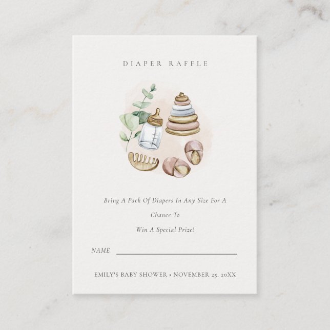 Pink Nursery Essential Diaper Raffle Baby Shower Enclosure Card (Front)