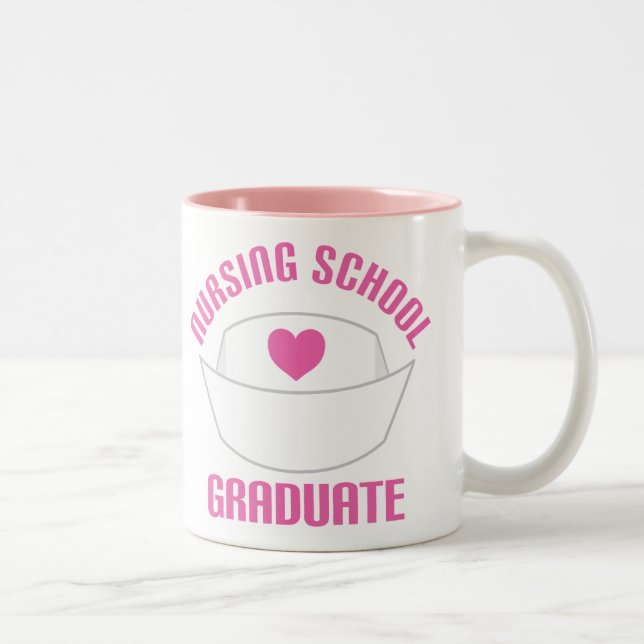 Pink Nursing School Graduate Gift Two-Tone Coffee Mug (Right)