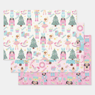Pink Nutcracker and Ballerina Personalised Wrapping Paper Sheet