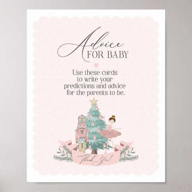 pink nutcracker baby shower advice for baby sign (Front)