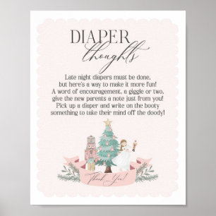 pink nutcracker baby shower diaper thoughts sign