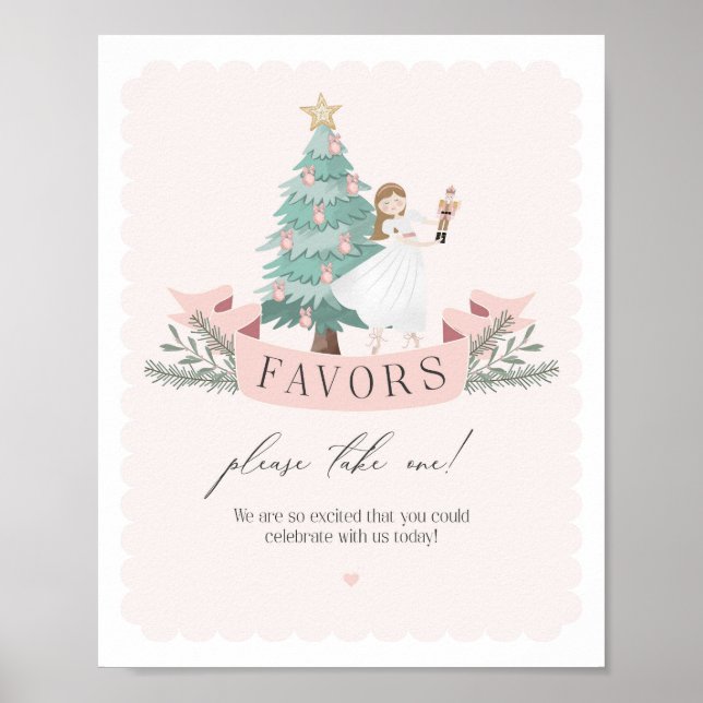 pink nutcracker baby shower favour sign (Front)