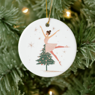 Pink Nutcracker Ballerina Ceramic Ornament