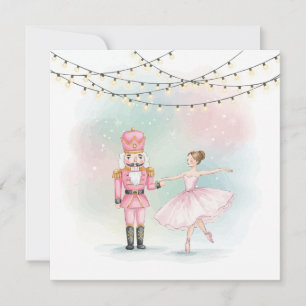 Pink Nutcracker & Ballerina Christmas Card