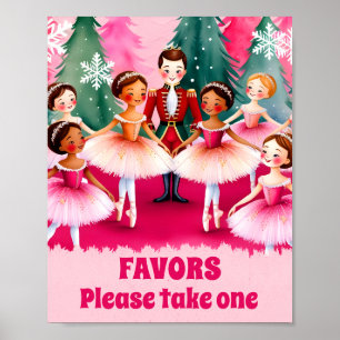 Pink Nutcracker Ballet Birthday favours party sign