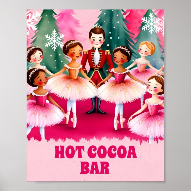 pink nutcracker Ballet birthday hot cocoa bar Sign (Front)