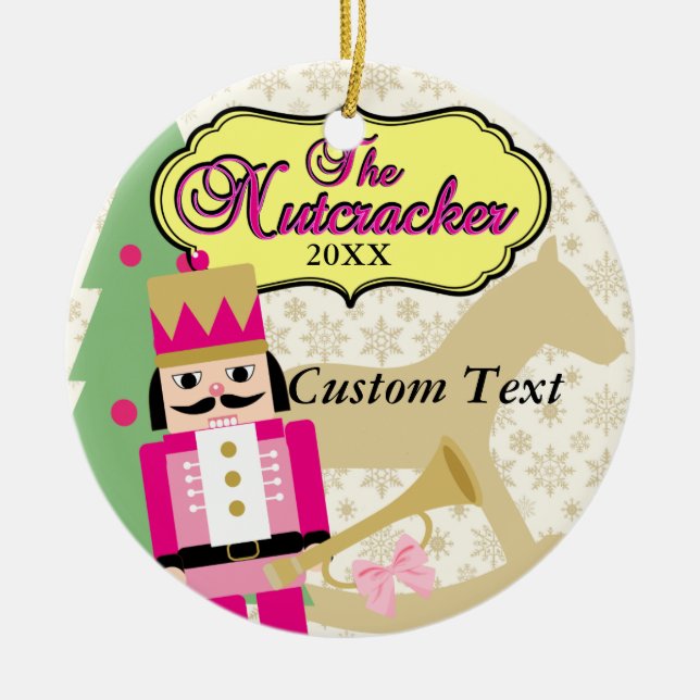 Pink Nutcracker Ballet Ceramic Ornament (Front)