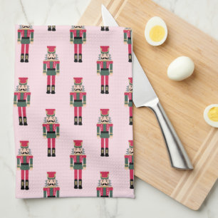 Pink Nutcracker Ballet Christmas Dish Towel