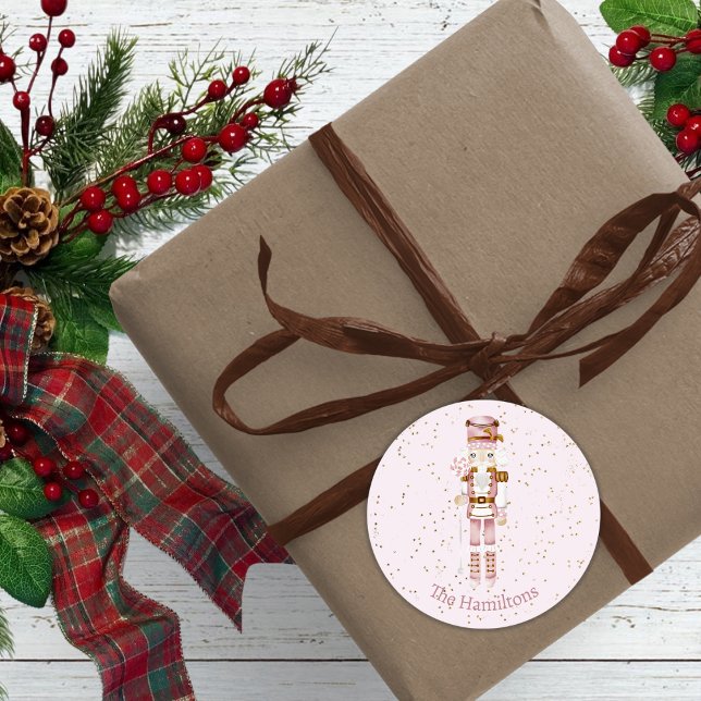 Pink Nutcracker Ballet Christmas Stickers Labels (Creator Uploaded)