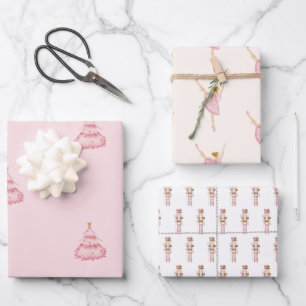 Pink Nutcracker Ballet Christmas Wrapping Paper Sheet