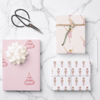 Pink Nutcracker Ballet Christmas Wrapping Paper Sheet