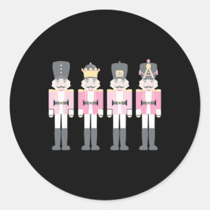 Pink Nutcracker Byllet Vintage Christmas Nutcracke Classic Round Sticker