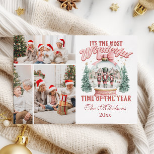 Pink Nutcracker Christmas 3 Photo Wonderland Gl Holiday Card